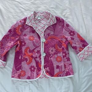 Patty Kim Pink and White Quilted Jacket